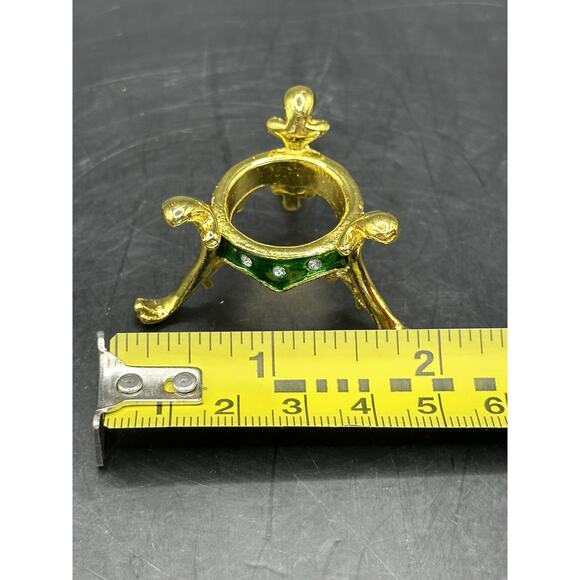 ZANZIBAR Jeweled Russian Style Green Enameled Egg With Stand Trinket Box 3 inch - Picture 6 of 9